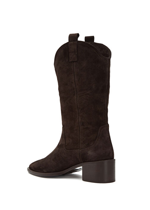 Koyu Kahverengi Kadın Süet Çizme - Görsel 2